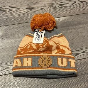 Canadian Outfitters Orange and Gray Unisex Pom-Pom Beanie